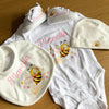 Set Nascita Personalizzato. Body, Scarpette, Bavaglino, Cappellino.