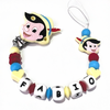 Catenella Portaciuccio Pinocchio, Portaciuccio con Nome, Catenina in Silicone, Porta Ciuccio Personalizzato