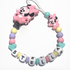 Catenella Portaciuccio Happy Minnie, Portaciuccio con Nome, Catenina in Silicone, Porta Ciuccio Personalizzato