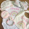 Set Nascita Personalizzato. Body, Scarpette, Bavaglino, Cappellino.