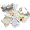 Set Nascita Personalizzato. Body, Scarpette, Bavaglino, Cappellino.