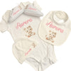 Set Nascita Personalizzato. Body, Scarpette, Bavaglino, Cappellino.