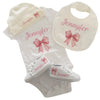Set Nascita Personalizzato. Body, Scarpette, Bavaglino, Cappellino.