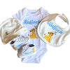 Set Nascita Personalizzato. Body, Scarpette, Bavaglino, Cappellino.