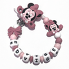 Catenella Portaciuccio Baby Minnie, Portaciuccio con Nome, Catenina in Silicone, Porta Ciuccio Personalizzato