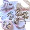 Set Nascita Personalizzato. Body, Scarpette, Bavaglino, Cappellino.